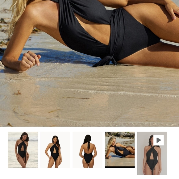 PQ Alex Black Halter One-Piece Swimsuit (NWT) Size M - Picture 3 of 4